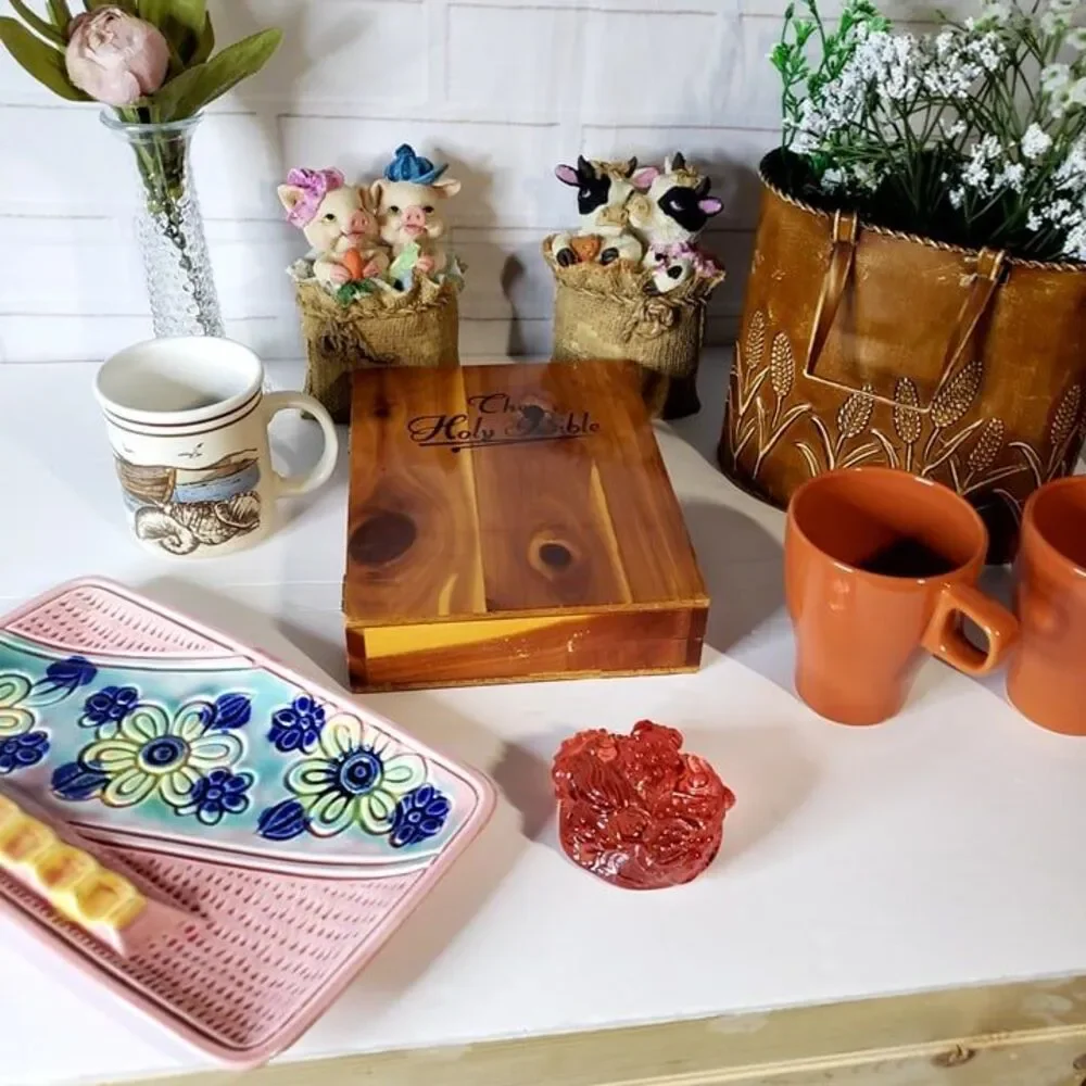 Retro Style Ikea Orange Rust Ceramic Coffee Mugs Set of 2 Cups